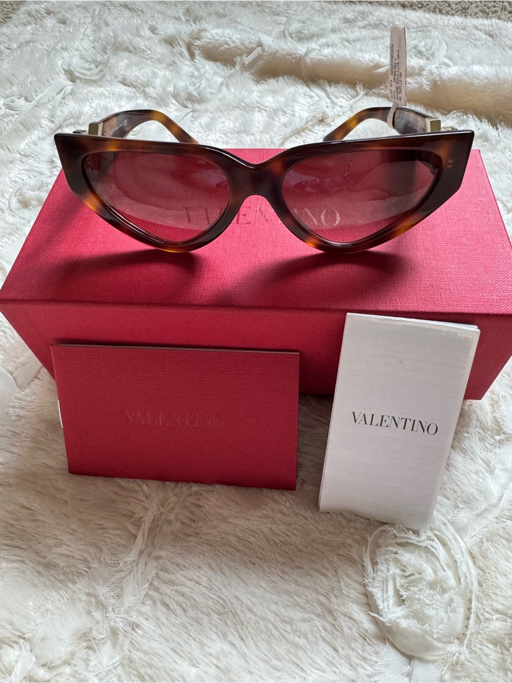 Valentino Tortoiseshell Cat Eye Sunglasses with Gold Accent - Picture 7 of 9